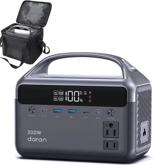 Main image of Portable Power Station 300W (600W Peak), 192Wh (60,000mAh) Solar Generator, LiFeP04 Battery with AC Outlets, 5.5LB Power Bank for Outdoor Camping, Traveling, Home & Emergency (Solar Optional)