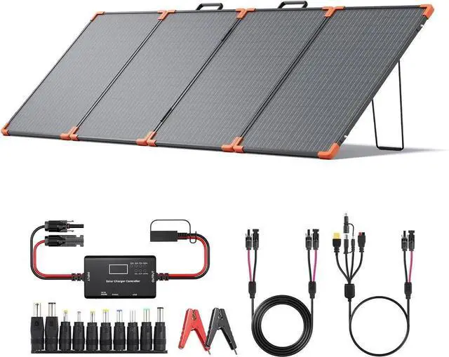 Main image of 200 watt Portable Solar Panel with 20A PWM Controller,RV Essentials,19V Foldable Solar Charger for Power Station&12V Battery,23.5% High Efficiency IP68 Waterproof 4 Kickstands for Camping RV Road Trip