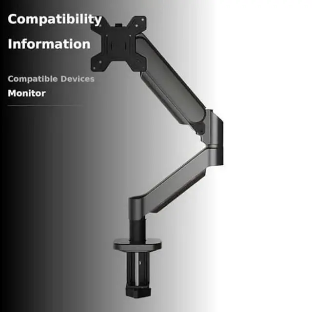 Alt view image 2 of 5 - Ultrawide Monitor Arm for 13 to 32 inch Flat/Curved Computer Screen, Gas Spring Single Monitor Mount Holds up to 17.63 lbs, Clamp & Grommet Base, VESA 75x75/100x100mm, Black