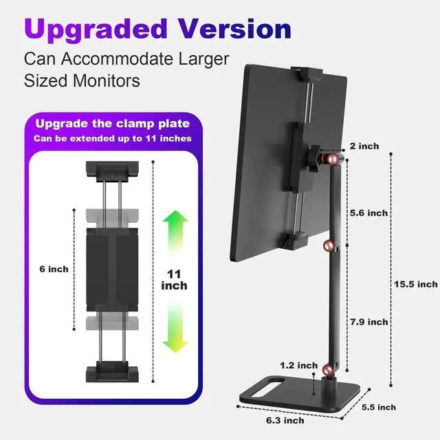 Alt view image 2 of 5 - Hnfrwd Portable Monitor Stand Holder for 6-18.5 Inch,Universal Desktop Version Expandable Display Base Adjustable Portable Monitor Desktop Clamp,Long Stand,Tablet Stand ,Compatible with Larger Sizes