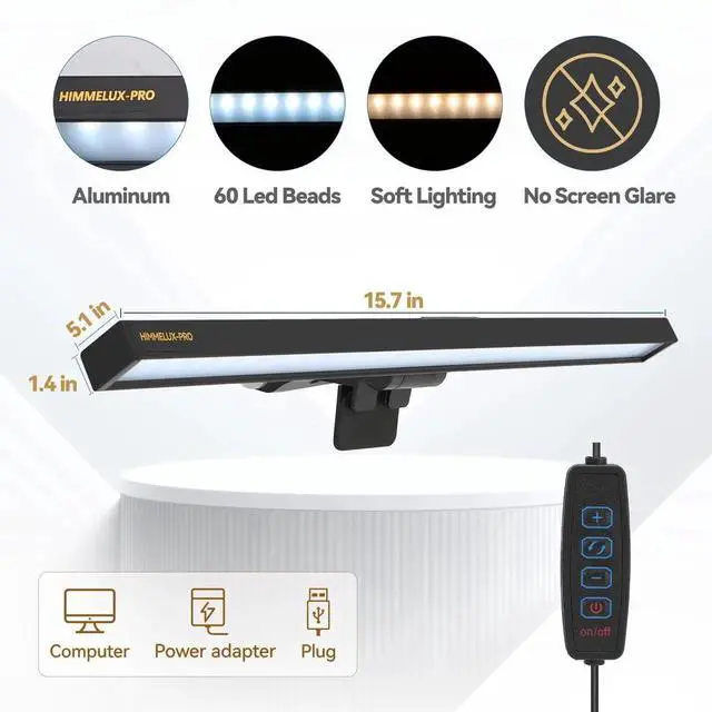 Alt view image 2 of 5 - Led Desk Lamp for Office Home Computer Monitor Light Bar USB Powered Monitor Lamp Adjustable Color Temperature Brightness Laptop LED Screen Light Bar USB Led Light for College Game Reading Accessories