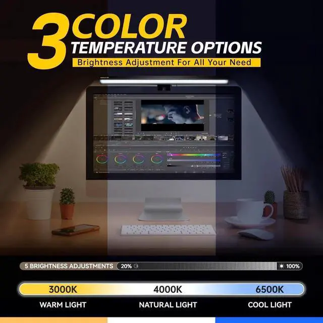 Alt view image 3 of 5 - Led Desk Lamp for Office Home Computer Monitor Light Bar USB Powered Monitor Lamp Adjustable Color Temperature Brightness Laptop LED Screen Light Bar USB Led Light for College Game Reading Accessories