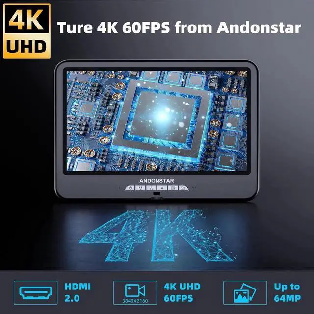 Alt view image 2 of 7 - 4K 60FPS 10.1" HDMI Digital Microscope for Soldering, 64MP 3840P UHD Video Audio Record, AD210S-Pro Electronic PCB Microscope for Adults, Error Coins, Pro Boom Arm Stand, 64GB