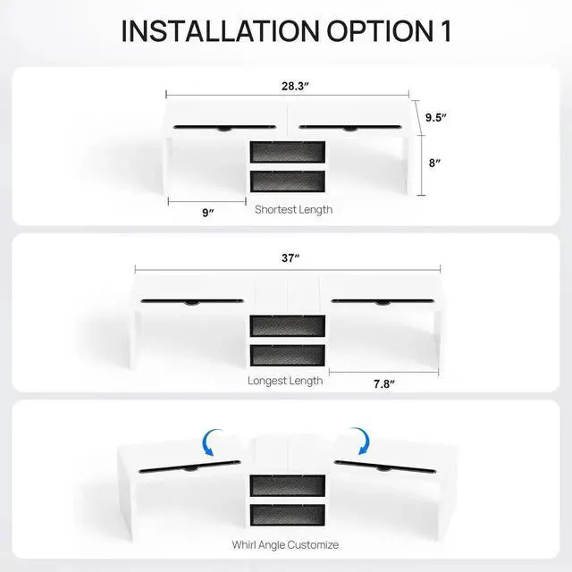 Alt view image 4 of 5 - ZIFTY Dual Monitor Stand Riser for 3 Monitors, Desk Organizer with 2 Drawer and Smartphone Holder, Adjustable Length & Angle Workspace Organizers for Monitors Laptop Printer Computer, White