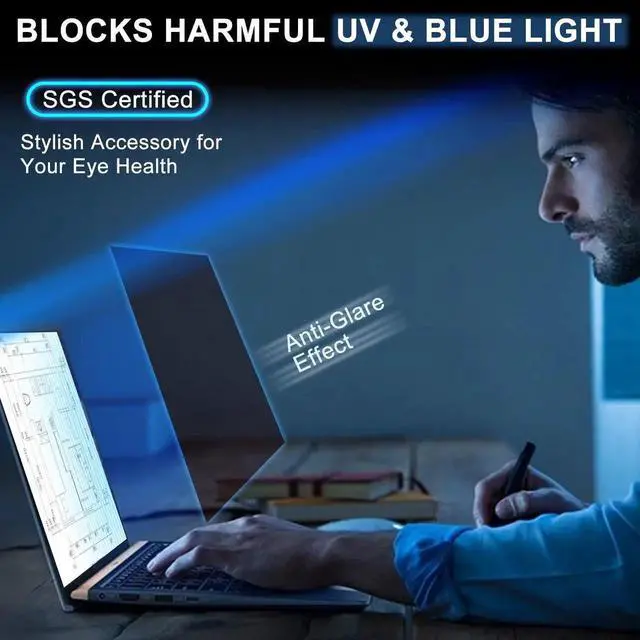 Alt view image 3 of 5 - XinWoTuo 17.3" Laptop Privacy Screen Protector for 16:9 Aspect Widescreen Computer Monitor, 17.3 Inch Eye Protection Privacy Laptop Screen Filter Anti-Glare Anti-Blue Light Privacy Film Bubble Free