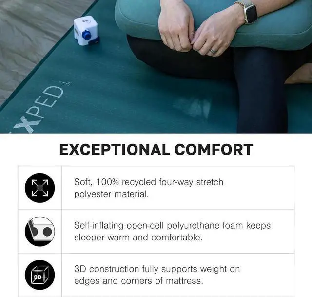 Alt view image 7 of 7 - MegaMat Medium Wide - Self Inflating Soft Car Sleeping Mat, 4 Foam Pad, Pump Included