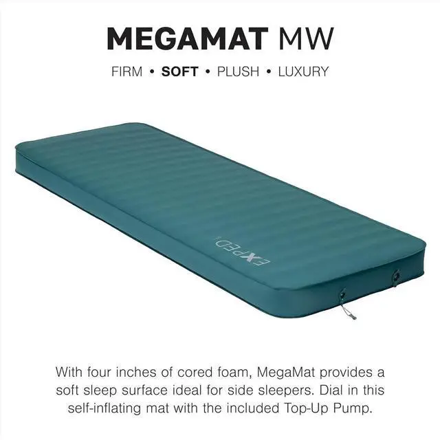 Alt view image 3 of 7 - MegaMat Medium Wide - Self Inflating Soft Car Sleeping Mat, 4 Foam Pad, Pump Included