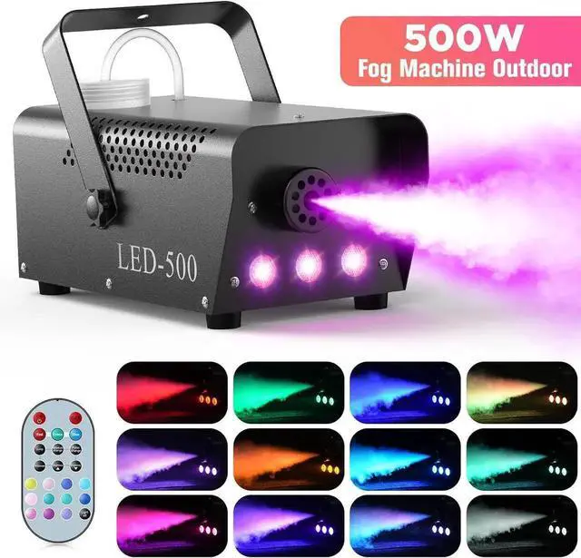 Main image of 500W Fog Machine,Smoke Machine with 3 RGB LED Lights, 14 Colorful LED Lighting Effect Fog Machine, Wireless Remote Smoke Machine for Party Stage Christmas Wedding Halloween, 1 Pack