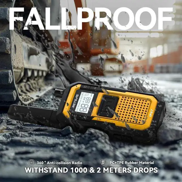 Alt view image 3 of 7 - RB48 Walkie Talkies for Adults, Heavy Duty 2 Way Radios Long Range with Six-Way Charger, IP67 Waterproof, Shock Resistant, Dual PTT, for Jobsite Construction(6 Pack)