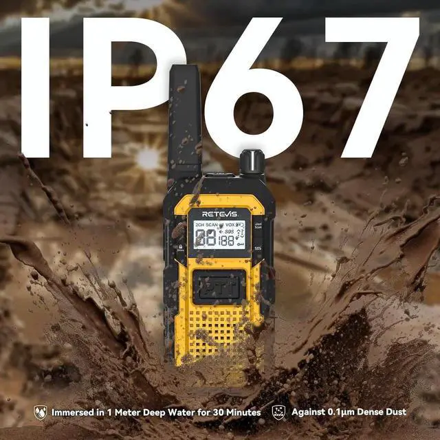 Alt view image 4 of 7 - RB48 Walkie Talkies for Adults, Heavy Duty 2 Way Radios Long Range with Six-Way Charger, IP67 Waterproof, Shock Resistant, Dual PTT, for Jobsite Construction(6 Pack)