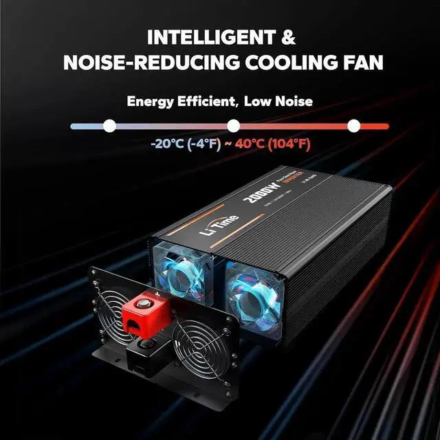 Alt view image 4 of 7 - 2000W Pure Sine Wave Inverter 12V DC to 120V AC Converter with Remote Control, Surge 4000W, Built-in 4 AC Outlets, USB Port, Type-C Port for Home, RV, Camping, Off-Grid, Solar Power