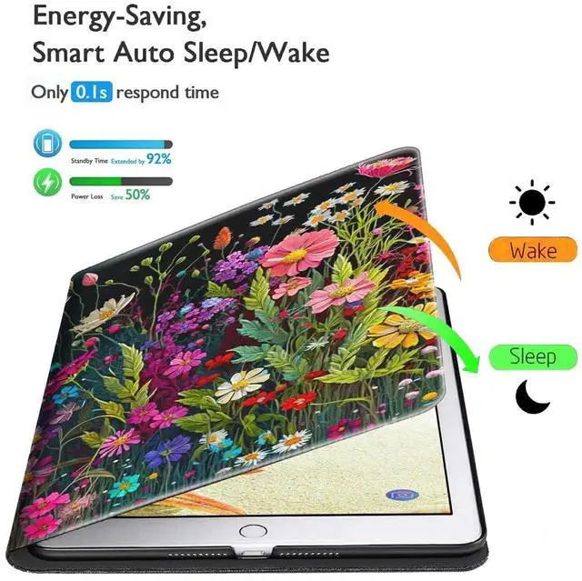 Alt view image 4 of 5 - Case for Kindle Paperwhite 12th Generation & Kindle Colorsoft Signature Edition 2024 7 inch Lightweight Smart Case PU Leather Adjustable Stand Protective Cover with Auto Wake/Sleep - Floral Flower