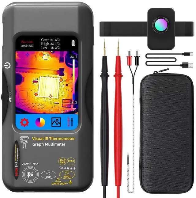 Main image of Thermal Imaging Camera Multimeter with Macro Lens, 320x320 IR Resolution with 15 Thermal Palettes, 20000 Counts with 3.98" Touch LCD, Measures Cap, AC Clamp, Temp Diode for Electrical Electronic