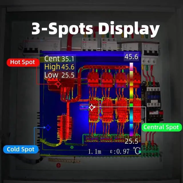 Alt view image 4 of 7 - Thermal Imaging Camera Multimeter with Macro Lens, 320x320 IR Resolution with 15 Thermal Palettes, 20000 Counts with 3.98" Touch LCD, Measures Cap, AC Clamp, Temp Diode for Electrical Electronic
