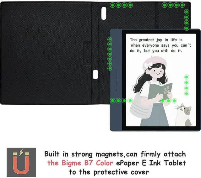 Alt view image 4 of 5 - GOVTVA Magnetic Stand Case for Bigme B7 Color (2025 Released) Ultra-Thin Lightweight Leather Cover with Magnetic Pen Buckle, Auto Sleep/Wake (Vintage Brown)