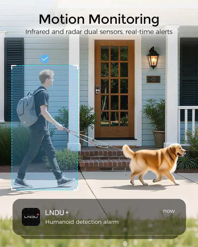 Alt view image 3 of 7 - Smart Keyless Entry Door Lock, AL502 Security Camera Door Bell Deadbolt, Built-in WiFi, Support APP Control, Fingerprint, Alexa, Motion Detection, Video Record, BHMA, IP65, with Battery, Chime