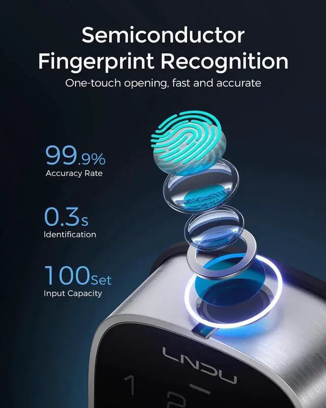 Alt view image 5 of 7 - Smart Keyless Entry Door Lock, AL502 Security Camera Door Bell Deadbolt, Built-in WiFi, Support APP Control, Fingerprint, Alexa, Motion Detection, Video Record, BHMA, IP65, with Battery, Chime