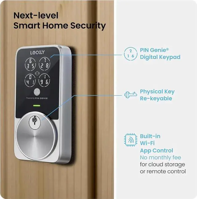 Alt view image 6 of 7 - PIN Genie Pro Zeno Series Smart Lock, Keyless Entry Door Lock with Apple Home Key, Built-in Wi-Fi Keypad Deadbolt Locks for Front Door, App Remote Control, IP65 Weatherproof, Easy Installation