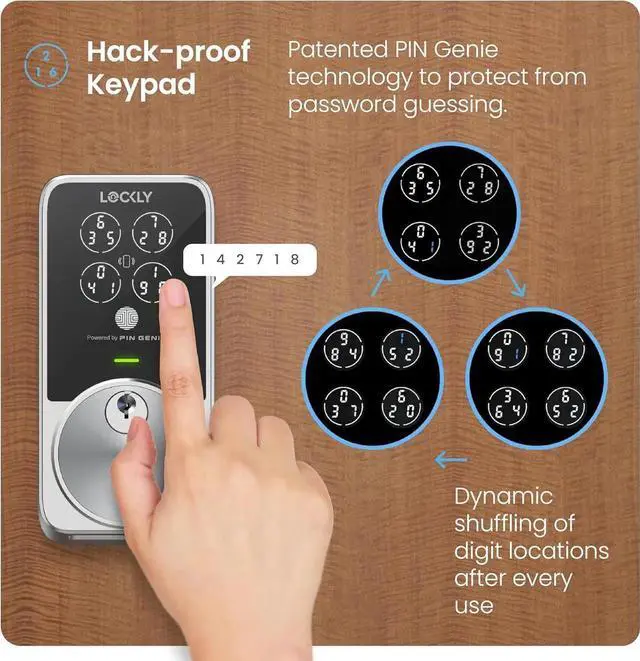 Alt view image 7 of 7 - PIN Genie Pro Zeno Series Smart Lock, Keyless Entry Door Lock with Apple Home Key, Built-in Wi-Fi Keypad Deadbolt Locks for Front Door, App Remote Control, IP65 Weatherproof, Easy Installation