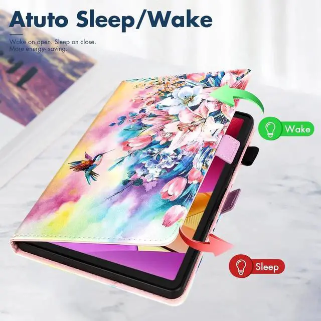 Alt view image 2 of 5 - Dteck for Amazon Fire Max 11 Tablet Case, 11" (2023) - PU Leather Slim Case with Auto Sleep mode, Fold Stand, Adjustable Angles, Cute Pink Flowers