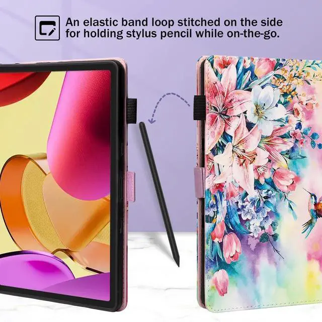 Alt view image 5 of 5 - Dteck for Amazon Fire Max 11 Tablet Case, 11" (2023) - PU Leather Slim Case with Auto Sleep mode, Fold Stand, Adjustable Angles, Cute Pink Flowers