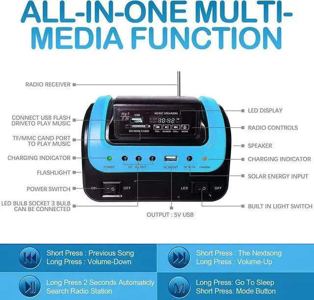 Alt view image 3 of 7 - Solar Generator,Portable Power Station with Panel,Portable Power Bank supply with Flashlight,Emergency Generator Solar Powered for Home Use Camping Travel Emergency(Blue)