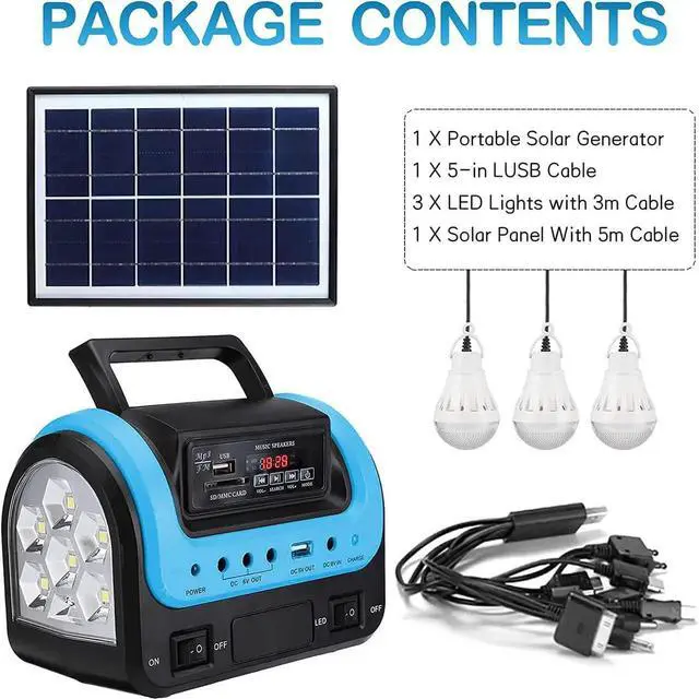 Alt view image 5 of 7 - Solar Generator,Portable Power Station with Panel,Portable Power Bank supply with Flashlight,Emergency Generator Solar Powered for Home Use Camping Travel Emergency(Blue)