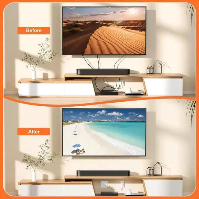 Alt view image 7 of 7 - in Wall Cable Concealer Kit with Brush Wall Plate,Recessed Outlet Box,9ft Cord,2 Gang Pass Through Wire Hider for TV Cable Management,HDMI Cables and Home Theater Systems