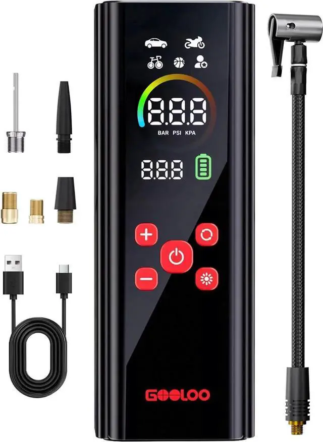 Main image of AP150 PRO Tire Inflator Portable Air Compressor, Upgraded UI Color LED Screen & 4X Faster Car Tire Air Pump with Tire Pressure Gauge, 12V Electric Tire Pump with Auto Shut-off for Car,Bike,Ball