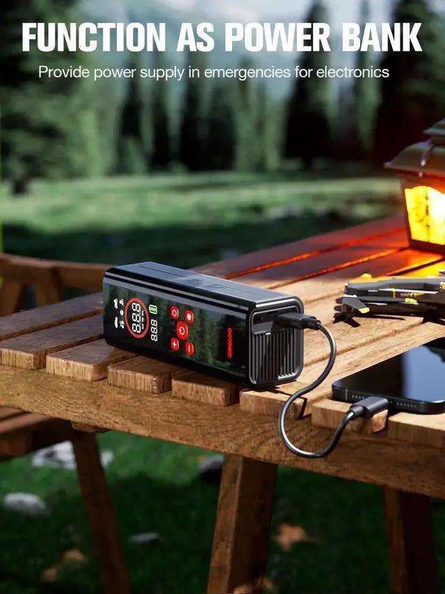 Alt view image 4 of 7 - AP150 PRO Tire Inflator Portable Air Compressor, Upgraded UI Color LED Screen & 4X Faster Car Tire Air Pump with Tire Pressure Gauge, 12V Electric Tire Pump with Auto Shut-off for Car,Bike,Ball