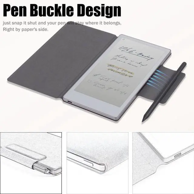 Alt view image 3 of 5 - BOZHUORUI Magnetic Case for Remarkable Paper Pro Move (7.3",2025 Released) | Pen Buckle Design | Thin & Lightweight | Book Folio Style | PU Leather Cover with Sleep/Wake (Orange Color)