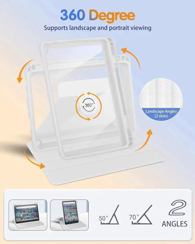 Alt view image 2 of 5 - Kidcube for Kindle Fire HD 8/8 Plus Tablet Case - 10th/12th Generation (2020/2022) 8" Women Girls Cute Folio Cover with Pencil Holder Floral Flowers Rotating Stand Cases for Amazon Fire HD 8/8 Plus