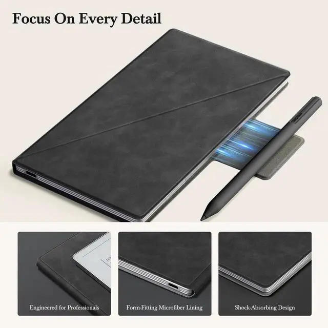 Alt view image 2 of 5 - Case for Remarkable Paper Pro Move 7.3" with Multi-Angle Stand, 1:1 Fit Smart Folio Cover with Auto Wake/Sleep | Premium Leather Skin-Touch Cover | Microfiber Lining | Strong Magnet(D-Skin-Touch-Gray)