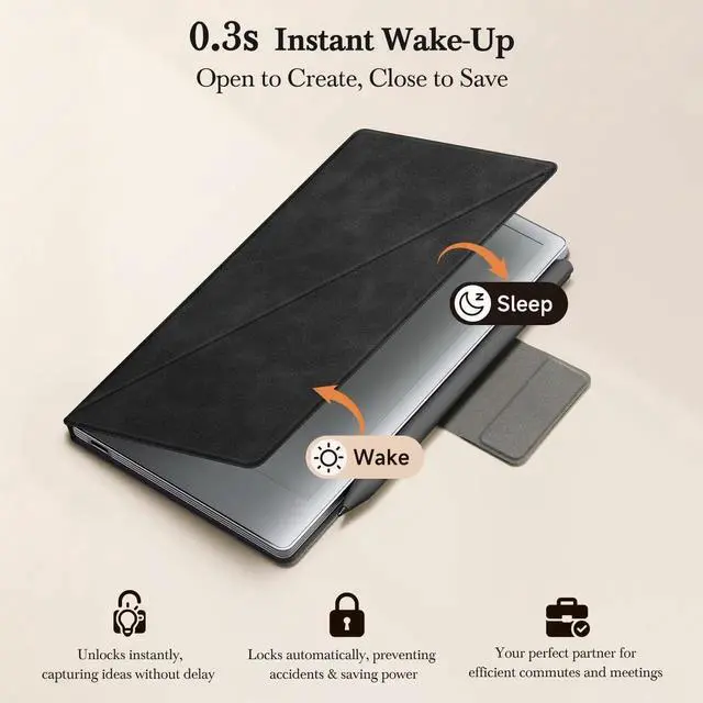 Alt view image 4 of 5 - Case for Remarkable Paper Pro Move 7.3" with Multi-Angle Stand, 1:1 Fit Smart Folio Cover with Auto Wake/Sleep | Premium Leather Skin-Touch Cover | Microfiber Lining | Strong Magnet(D-Skin-Touch-Gray)