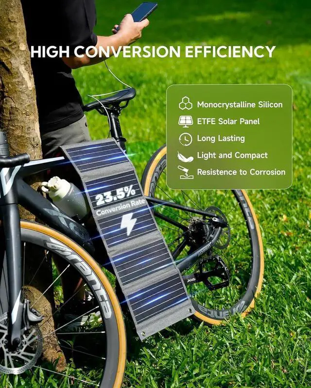 Alt view image 6 of 7 - 30W Foldable Solar Panel Portable Solar Charger with PD USB-C 30W USB-A 18W max Output, Backpacking Solar Panel for Camping, Ultra Compact Solar Panels for Hiking, Trip, Outdoor Activities