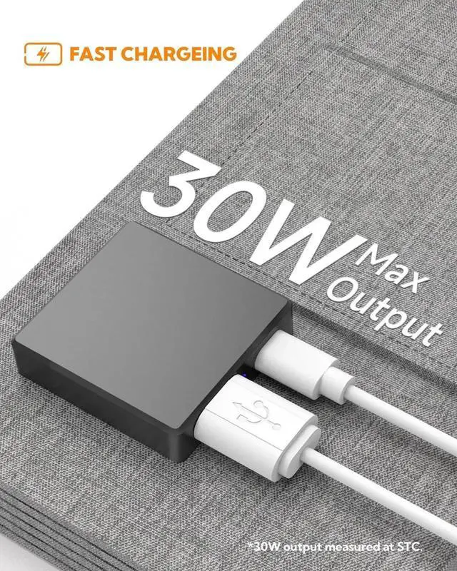 Alt view image 7 of 7 - 30W Foldable Solar Panel Portable Solar Charger with PD USB-C 30W USB-A 18W max Output, Backpacking Solar Panel for Camping, Ultra Compact Solar Panels for Hiking, Trip, Outdoor Activities