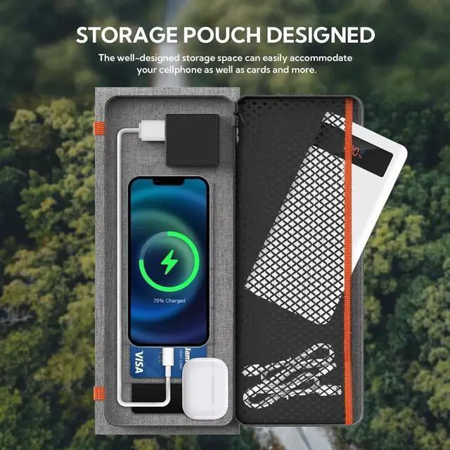 Alt view image 3 of 7 - 30W Foldable Solar Panel Portable Solar Charger with PD USB-C 30W USB-A 18W max Output, Backpacking Solar Panel for Camping, Ultra Compact Solar Panels for Hiking, Trip, Outdoor Activities