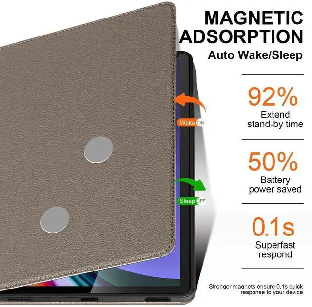 Alt view image 2 of 5 - XFYKJIN Leather Case for Samsung Galaxy Tab S10 Plus/S9 Plus/S9 FE+ 12.4 Inch with Pencil Holder,Shockproof Protective Adjustable Kickstand Smart Premium Folio Flip Tablet Cover, Gray Brown