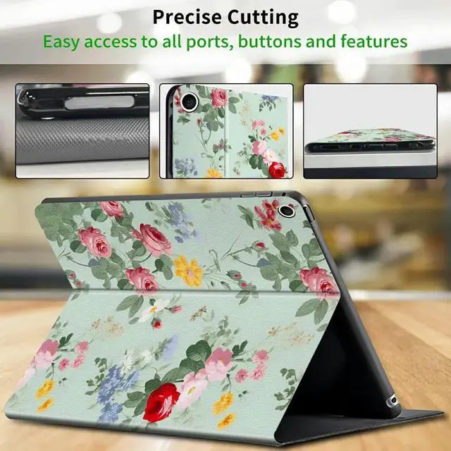 Alt view image 4 of 5 - CGFGHHUY Case for All-New Kindle Fire 7 Tablet (9th/7th/5th Generation, 2019/2017/2015 Release),Lightweight Protective PU Leather Smart Stand Cover with Auto Wake Sleep - Rose Floral Flower