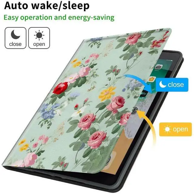 Alt view image 5 of 5 - CGFGHHUY Case for All-New Kindle Fire 7 Tablet (9th/7th/5th Generation, 2019/2017/2015 Release),Lightweight Protective PU Leather Smart Stand Cover with Auto Wake Sleep - Rose Floral Flower