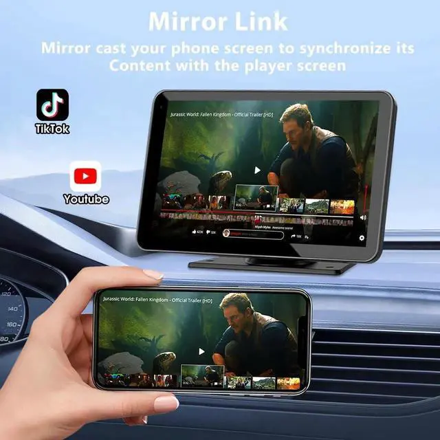 Alt view image 5 of 7 - Carplay Screen for Car, 7" HD Wireless Portable Car Play Touchscreen Stereo with Android Auto Mirror Link/Backup Camera/GPS Navigation/Satellite Radio for All Vehicles
