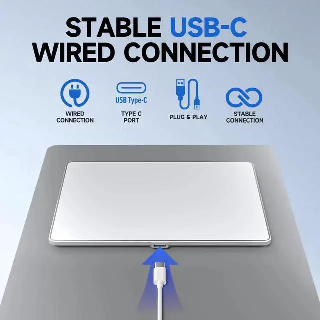 Alt view image 2 of 5 - Wired Trackpad for Windows 10/11 High-Precision Multi-Touch Portable Touchpad Mouse with Multi-Gesture, Ultra-Slim Aluminum Design, Compatibility for PC, Laptop, and Desktop Computers (White)