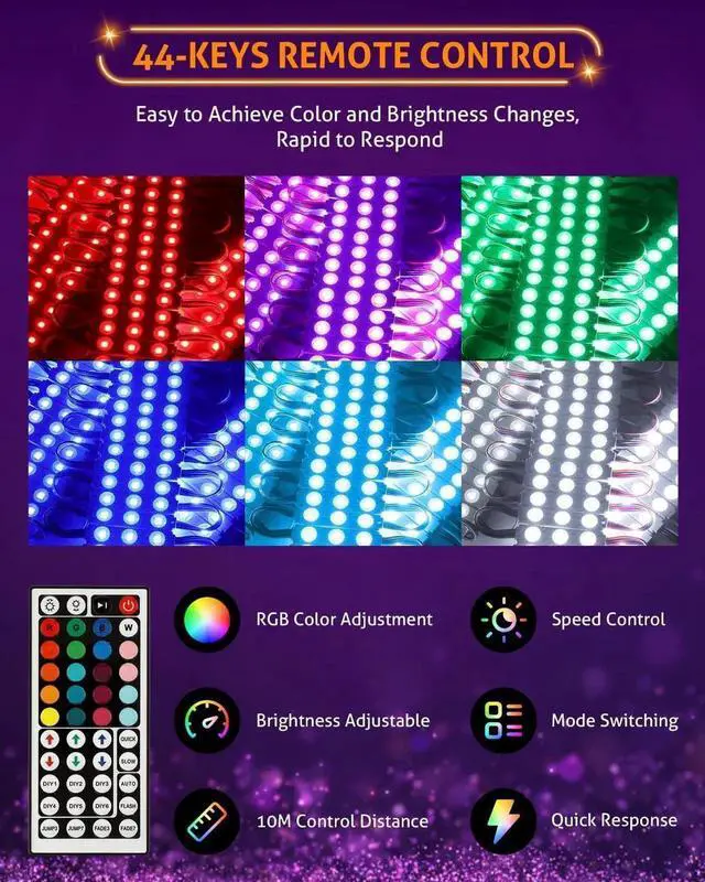 Alt view image 7 of 7 - 50FT LED Light Modules for Business Window Light Commercial Storefront Lights 100PCS LED Module for Signs 0.92W 3 LED 5050 SMD RGB Adhesive Waterproof Strip Lights for Store Advertising Décor