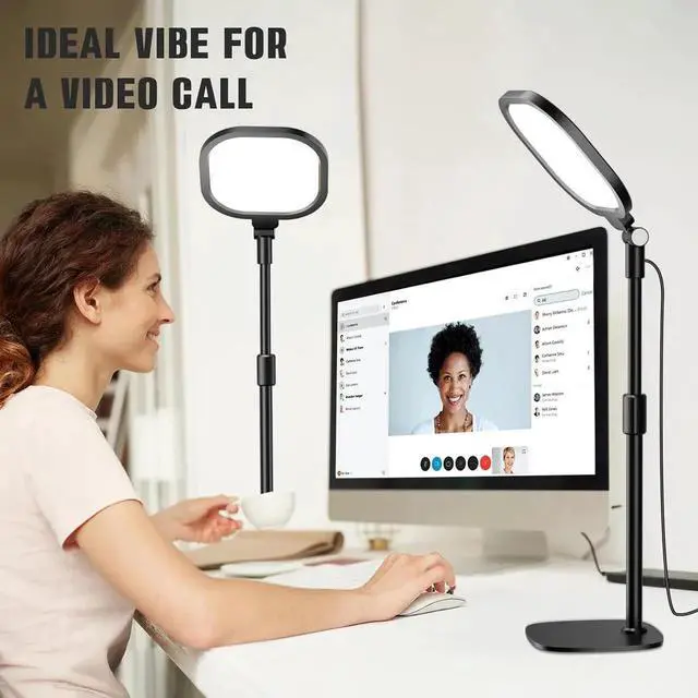 Alt view image 5 of 7 - 2 Packs Video Conference Lighting Kits, Dimmable Desk Ring Light with Stand and Phone Holder, Computer Laptop Light for Zoom Meeting, Video Calls, Live Streaming, Podcasting, Video Recoring