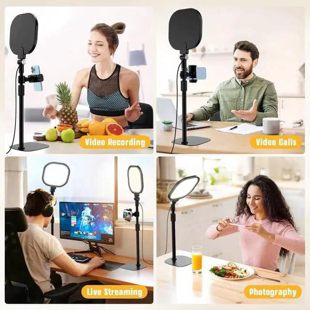 Alt view image 3 of 7 - 2 Packs Video Conference Lighting Kits, Dimmable Desk Ring Light with Stand and Phone Holder, Computer Laptop Light for Zoom Meeting, Video Calls, Live Streaming, Podcasting, Video Recoring