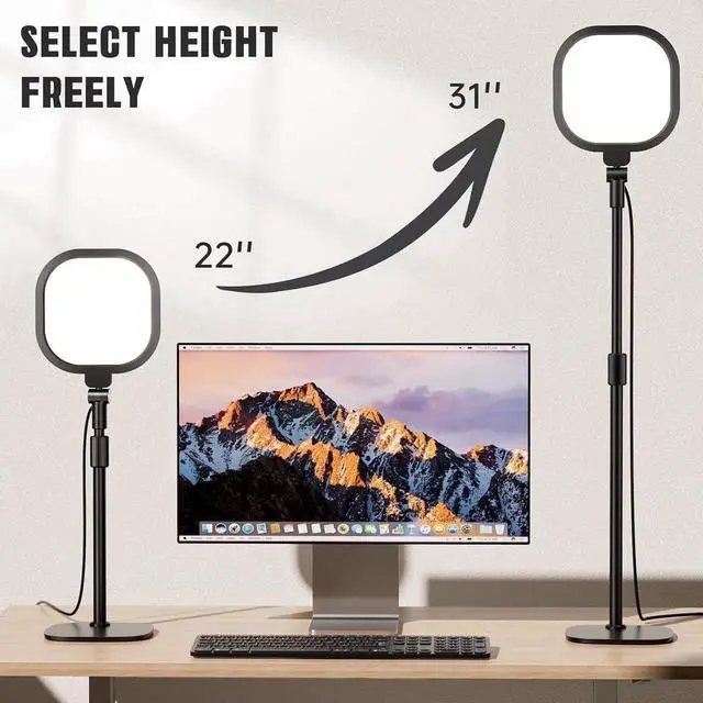 2 Packs Video Conference Lighting Kits, Dimmable Desk Ring Light with ...