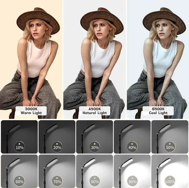 Alt view image 7 of 7 - 2 Packs Video Conference Lighting Kits, Dimmable Desk Ring Light with Stand and Phone Holder, Computer Laptop Light for Zoom Meeting, Video Calls, Live Streaming, Podcasting, Video Recoring