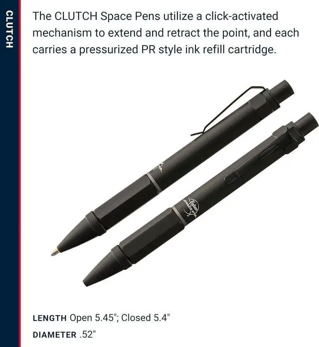 Alt view image 7 of 7 - Space Pen Clutch Space Pen, Ballpoint, Black Ink, Pocket Clip, Gift Box