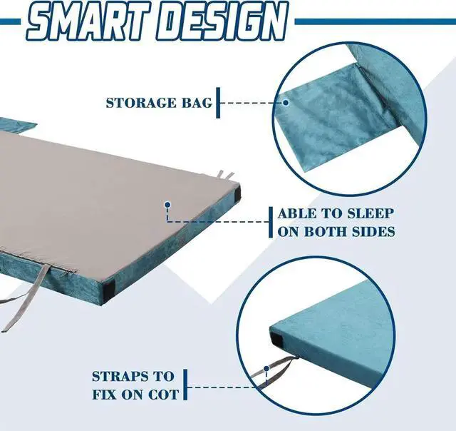 Alt view image 6 of 7 - Foam Camping Mattress - Roll Up Sleeping Mat for Cot, Foam Sleeping Pad for Camping with Cover for Kids, Adults, Portable Camping Mat, Camping Pad for Bed, Car