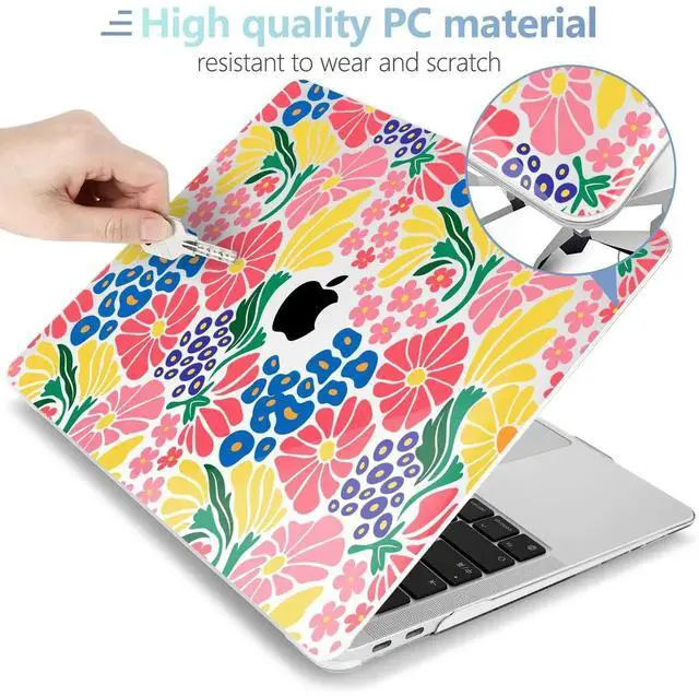 Alt view image 4 of 5 - MEEgoodo for MacBook Air 13 inch Case 2021 2020 2019 2018 Released A2337 M1 A2179 A1932 with Touch ID, Plastic Hard Shell & Keyboard Cover Compatible with MacBook Air Case 13.3, Groovy Flower